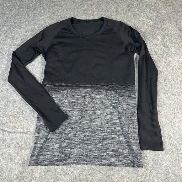 Lululemon Tops - Lululemon Swiftly Tech Long Sleeve Crew 10 Ombré Black Gray Running Athletic